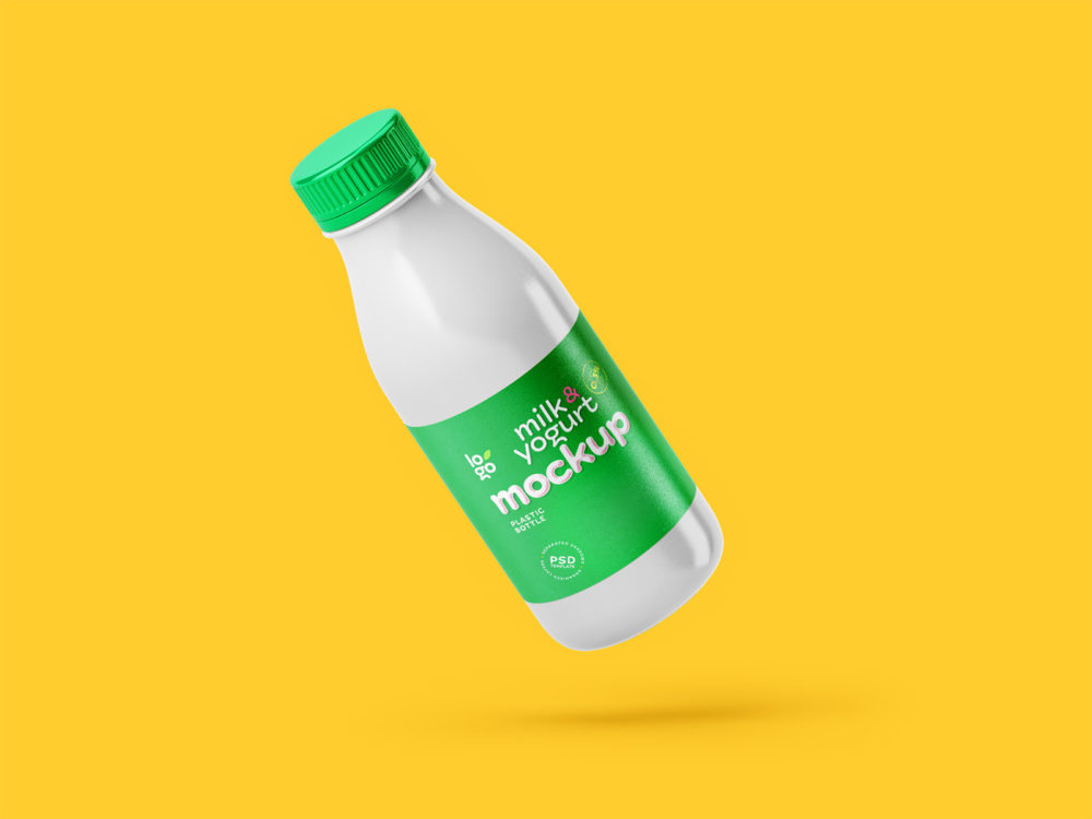 Free 14 fl oz plastic bottle yogurtmilk branding mockup | free mockup