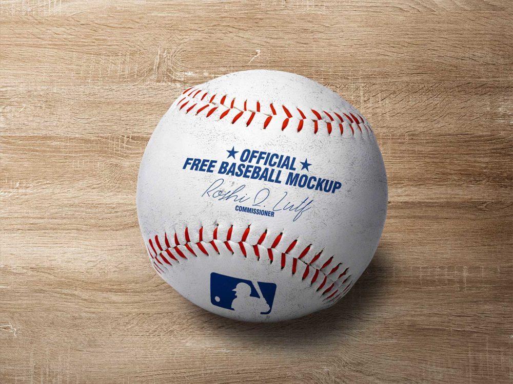 Free baseball logo mockup on a wooden background | free mockup