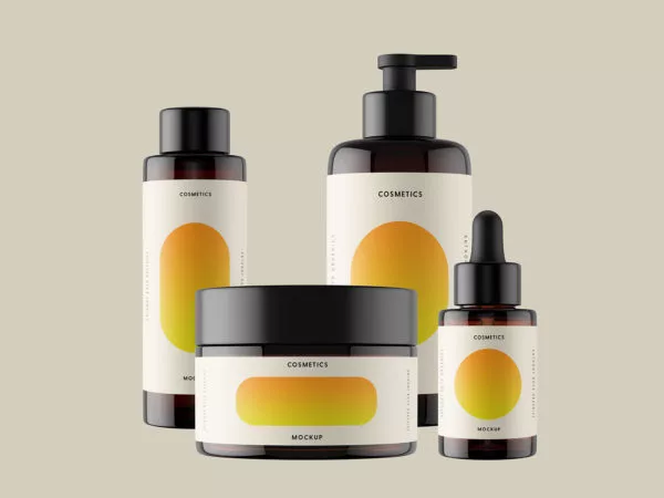 Cosmetics Bottles and Jar Packaging Mockups