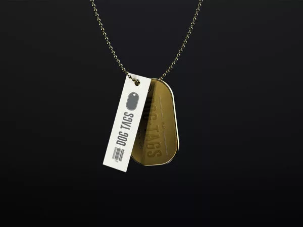 Dog Tag Mockup on a Light Wall Background