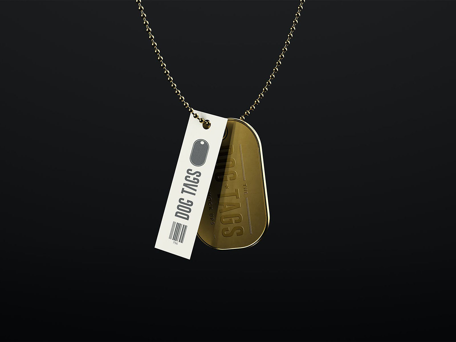 Free Dog Tag Mockup on a Light Wall Background