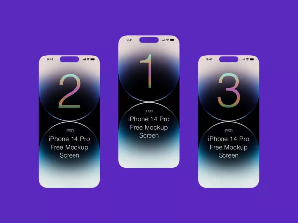 Free iPhone 14 Pro UI App Presentation Mockup Multiple Screens