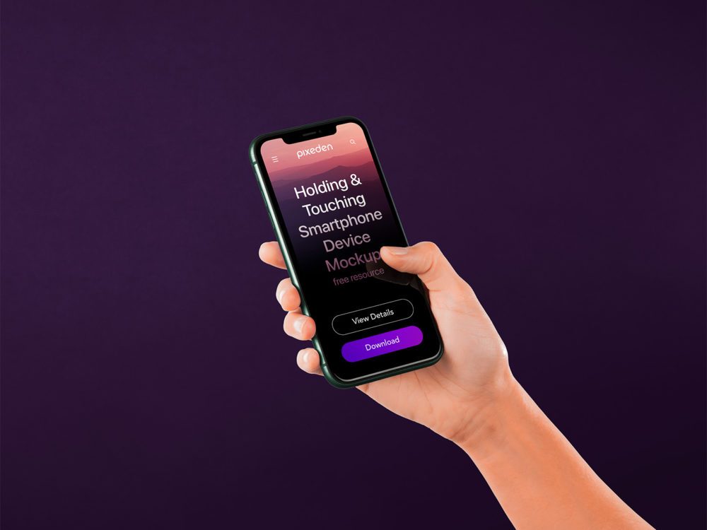 Hand Holding iPhone Minimalistic Free Mockup