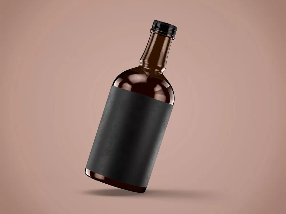 Free Amber Glass Bottle Branding Mockup Set