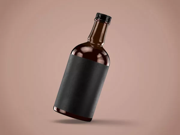 Amber Glass Bottle Branding Mockup Set