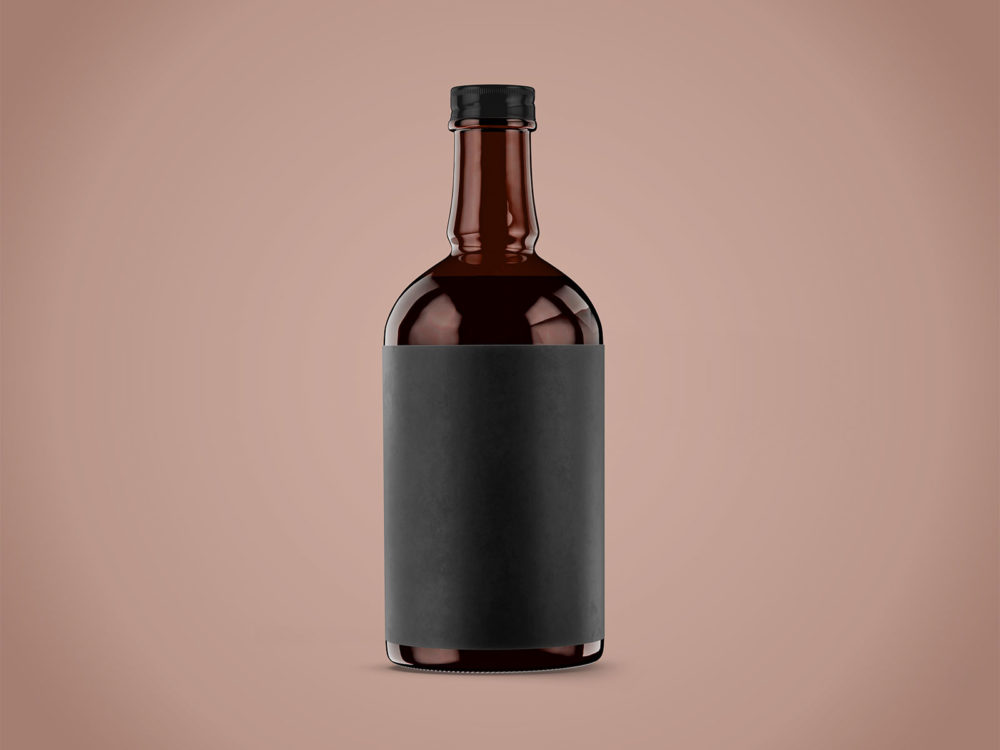 Free Amber Glass Bottle Branding Mockup Set