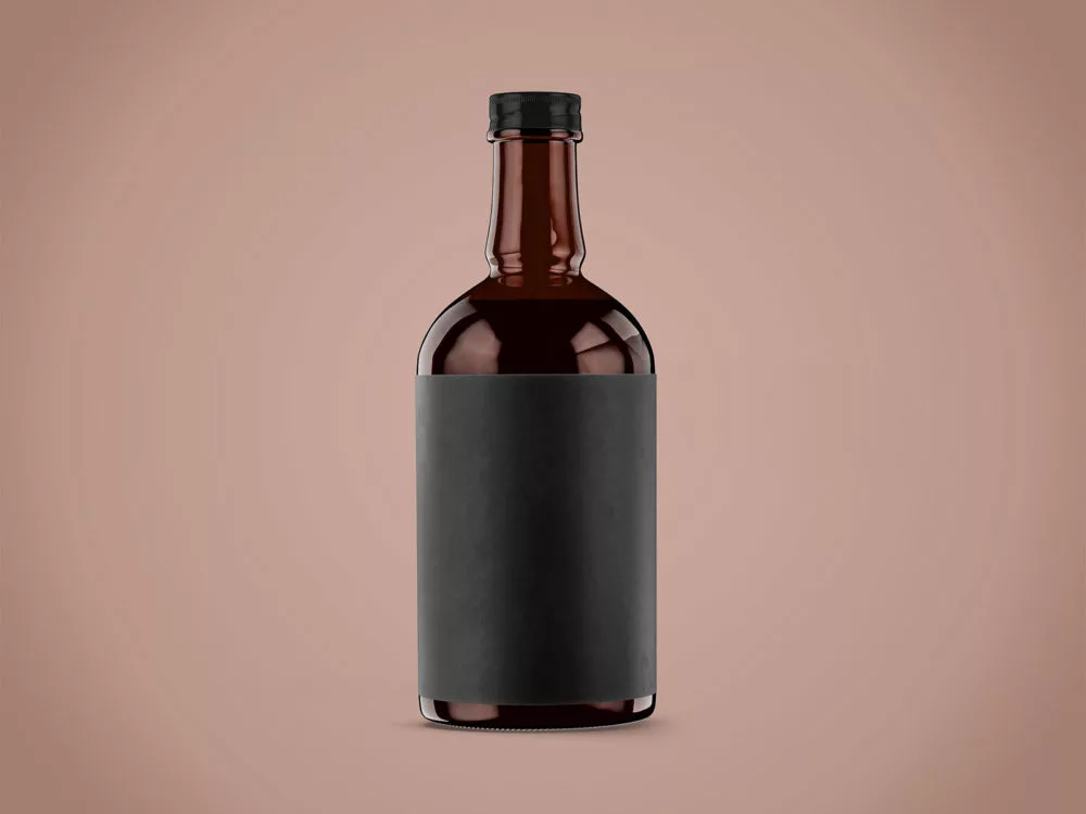 Free Amber Glass Bottle Branding Mockup Set