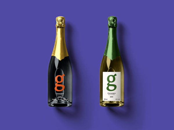 Free Clear Champagne Bottle Mockup