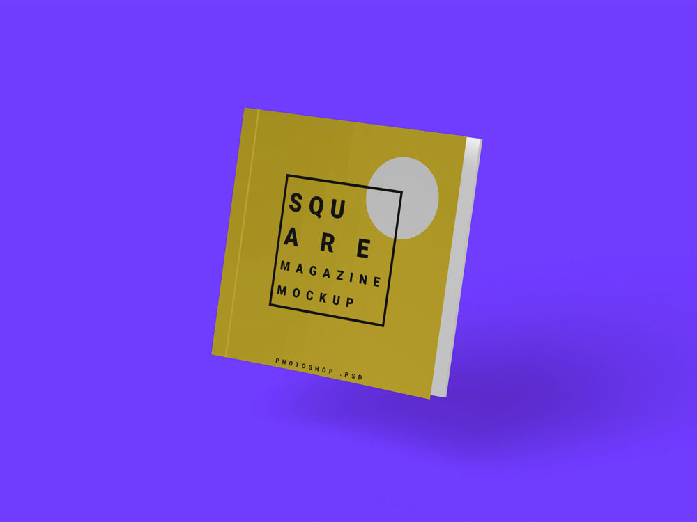 Free Floating Square Magazine Mockup