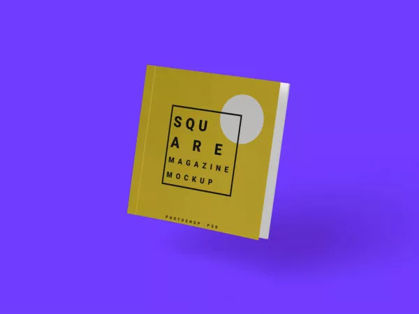 Free Floating Square Magazine Mockup