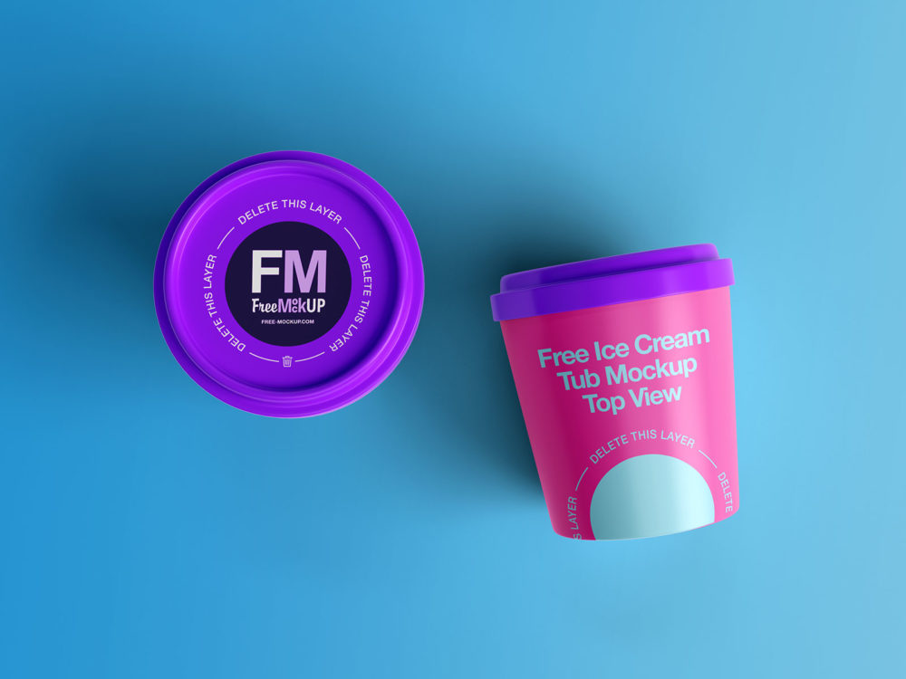 Free Ice Cream Tub Mockup Top View