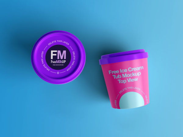 Free Ice Cream Tub Mockup Top View