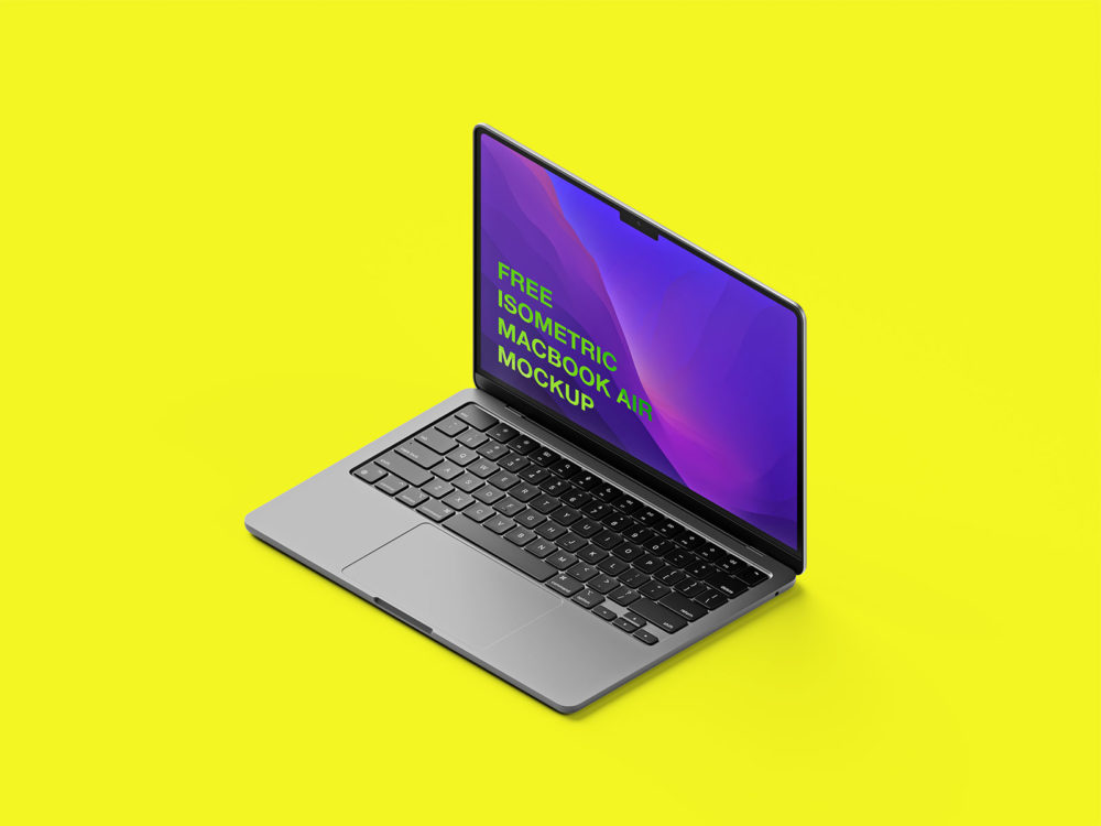 Free Isometric MacBook Air Mockup