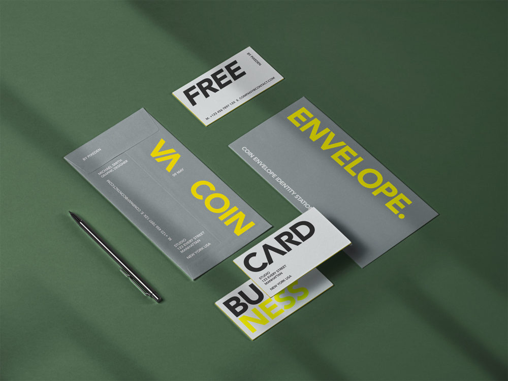 Free PSD Envelope Stationery Mockup