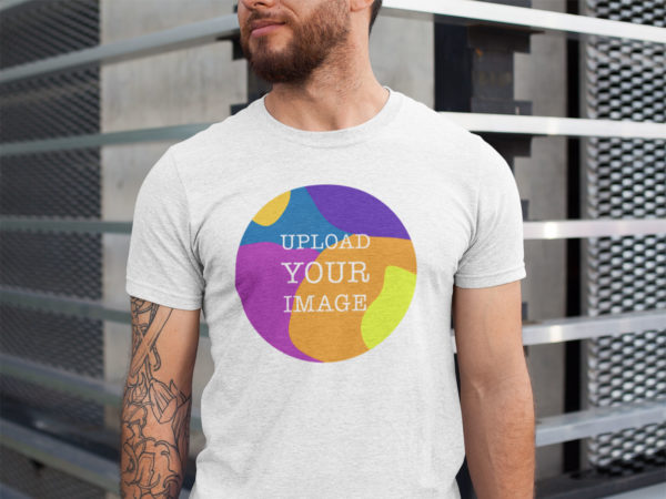 T-Shirt Mockup Featuring a Man with Tattoos