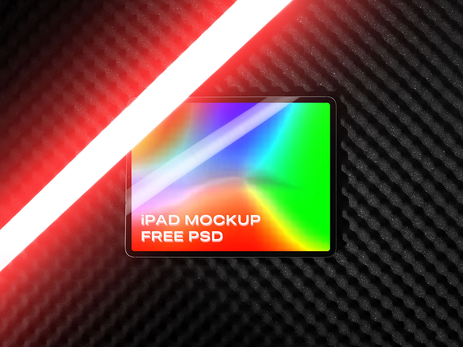 iPad Pro Mockup with Fluorescent Lamp Reflections