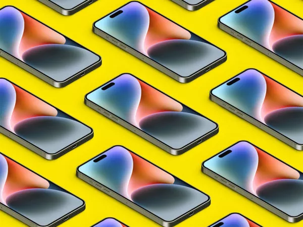 Isometric iPhone 14 Pro Max Grid Mockup