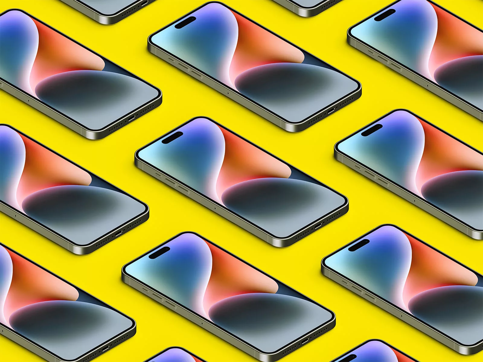 Isometric iPhone 14 Pro Max Grid Mockup