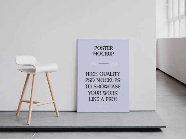 Free Poster Mockup in a Studio on a Floor
