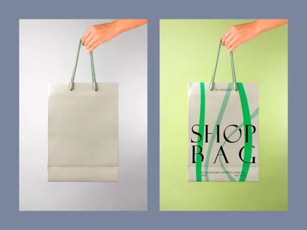 Hand Holding Paper Bag Mockup