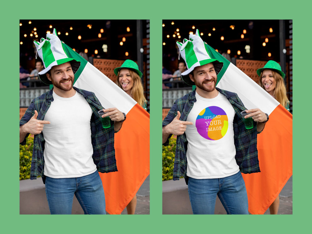 T-Shirt Mockup Featuring a Man - St. Patrick's Day