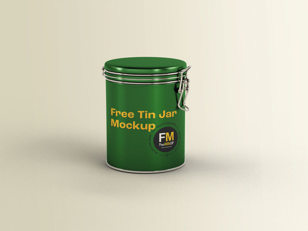 Tin Jar with Metal Clamp Free Mockup