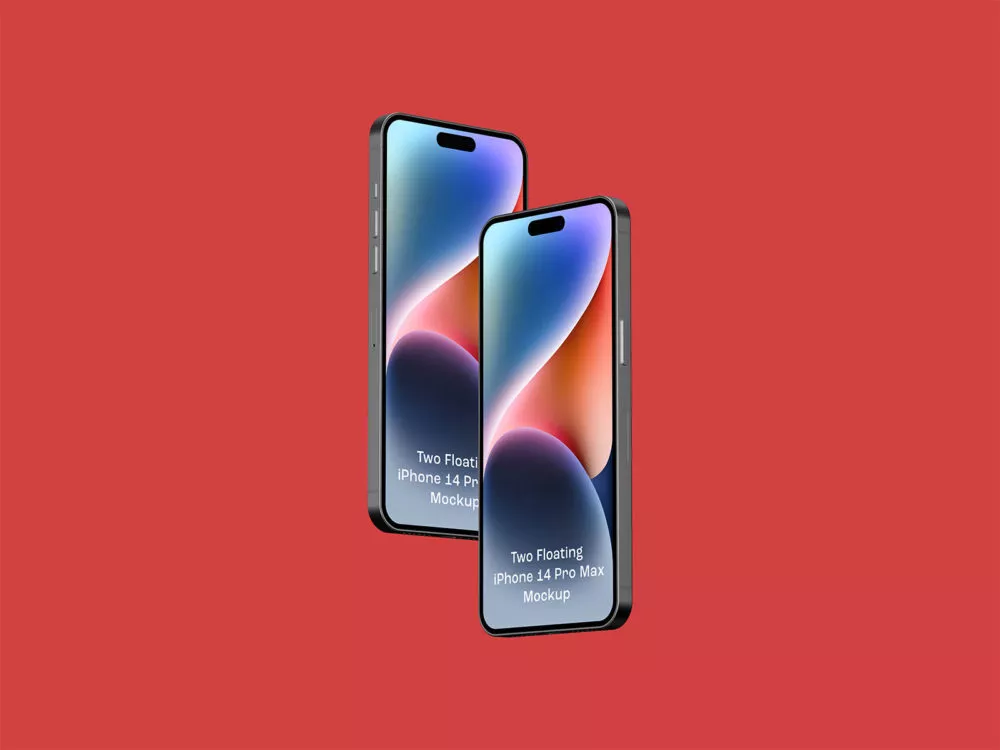 Two Floating iPhone 14 Pro Max Mockup