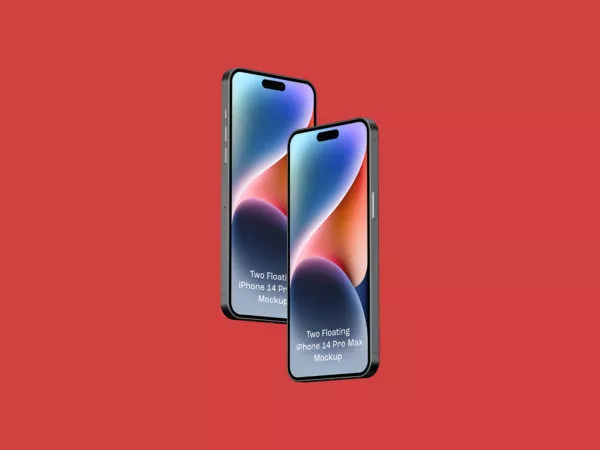 Two Floating iPhone 14 Pro Max Mockup
