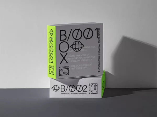 Two Square Box Packaging Mockup PSD