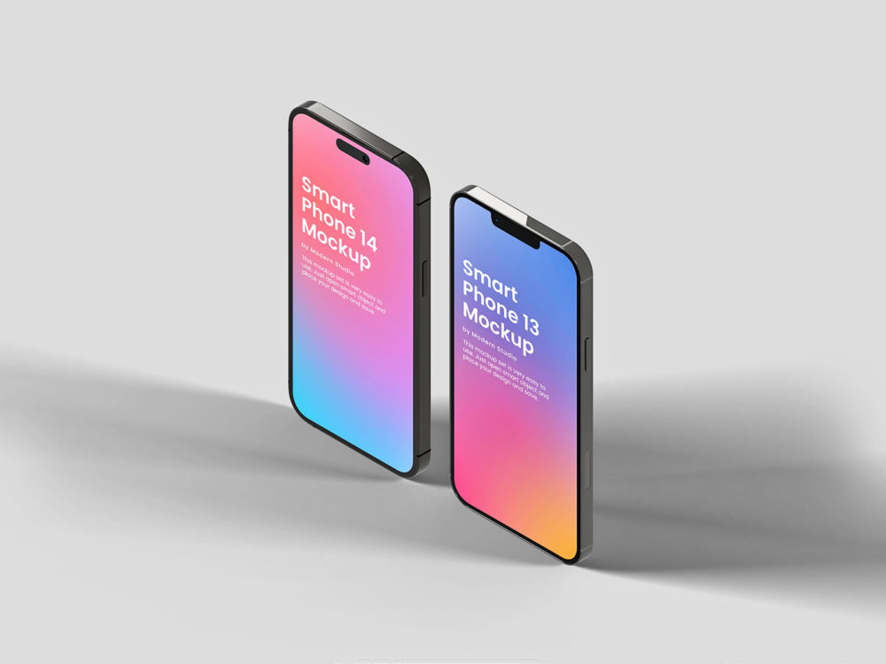 iPhone 13 Pro & iPhone 14 Pro Isometric Mockup