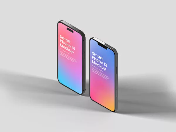 iPhone 13 Pro & iPhone 14 Pro Isometric Mockup