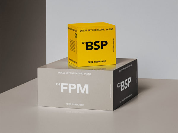 PSD Box Free Mockup Packaging Set