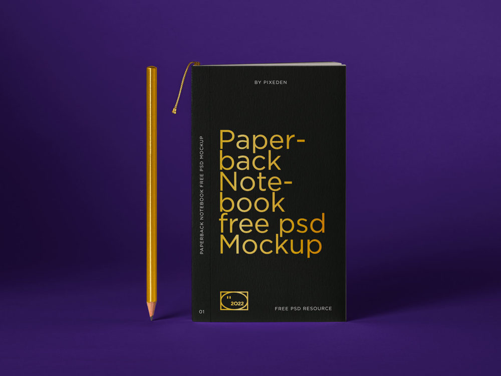 Paperback Notebook Free PSD Mockup