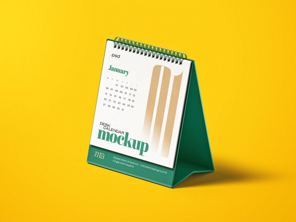 Square Desk Calendar Free Mock-Up