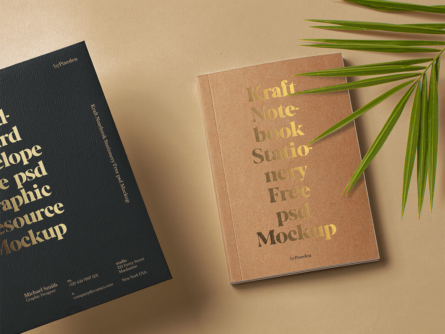 Stationery Kraft Notebook Free Mockup Scene | The Free Mockup