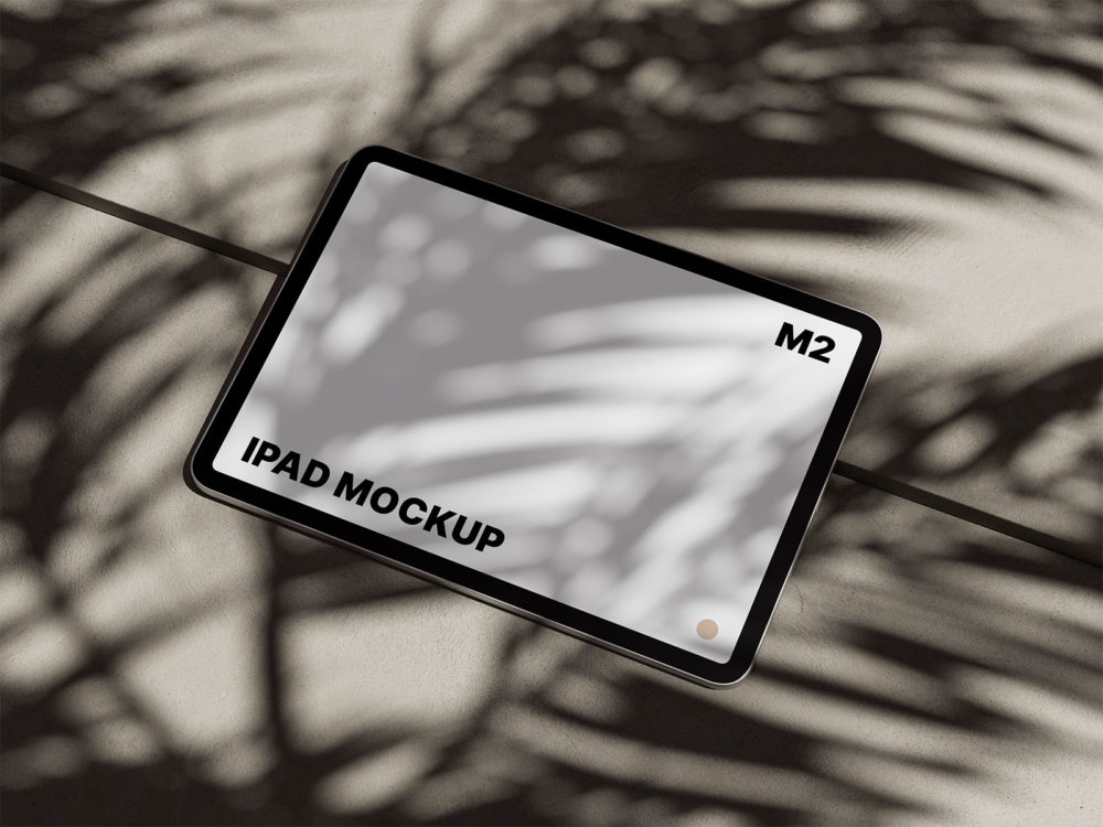 iPad Pro Free Mock-Up on Concrete Floor