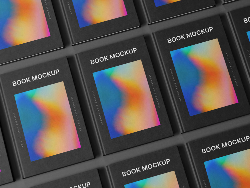 Hardcover Book Grid Free Mockup