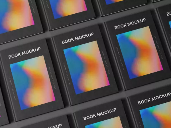 Hardcover Book Grid Mockup
