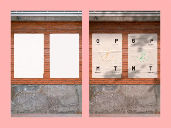 Outdoor Street Glued Poster Mockup