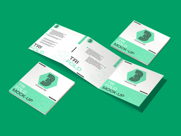 Square Trifold Brochure Free Mockup PSD