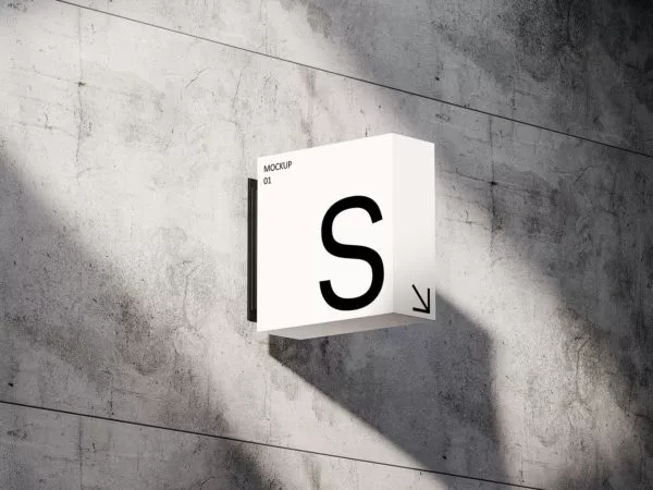 Wall Sign Mock-Up PSD Download