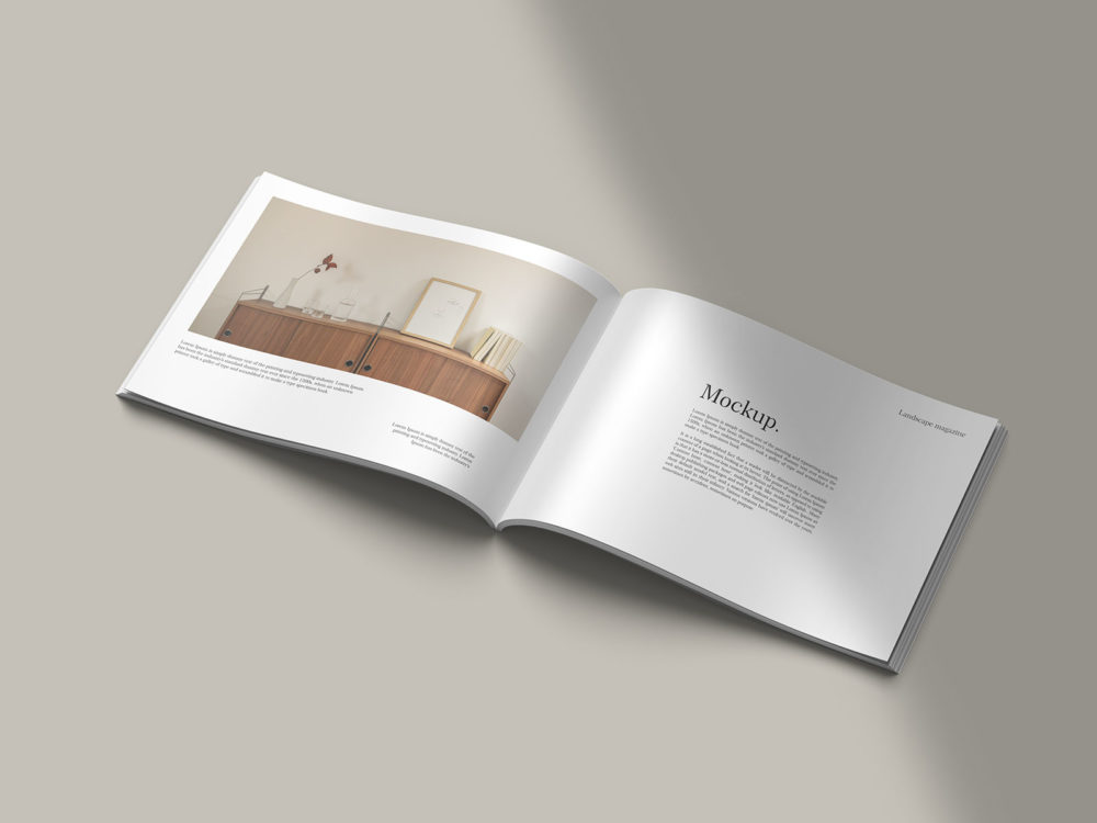 A4 Landscape Magazine Mockup Free Template