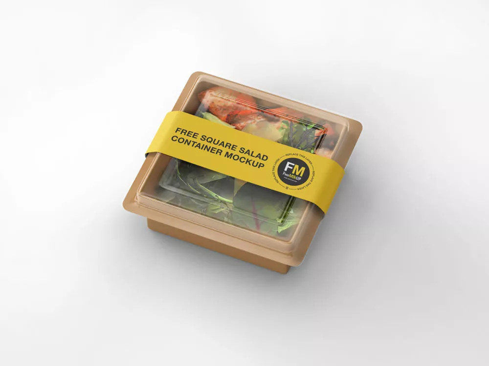 Free Square Salad Container Mockup