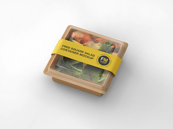 Free Square Salad Container Mockup
