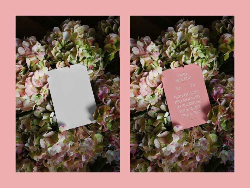 Invitation Card Surrounded Flowers Free Mockup