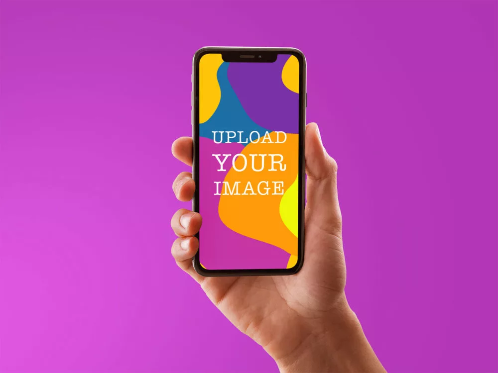 Male Hand Holding an iPhone Free Placeit Mockup