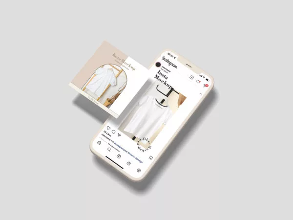 iPhone with Insta Post Mockup