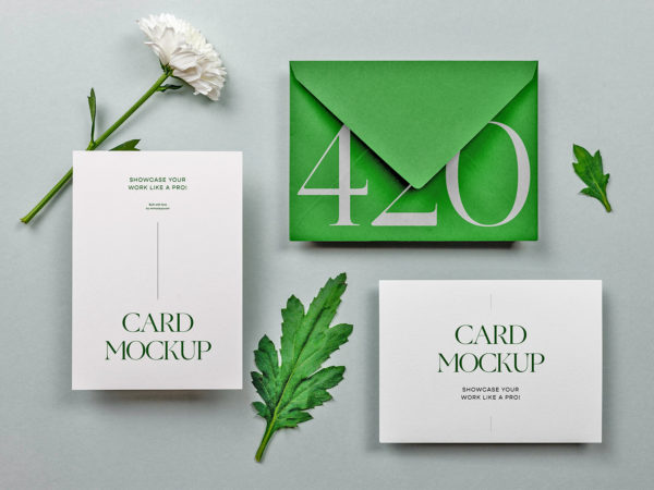 Horizontal & Vertical Invitation Card with Envelope Free Mockup