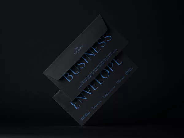 Two Floating Envelope DL Stationery Free Mockup