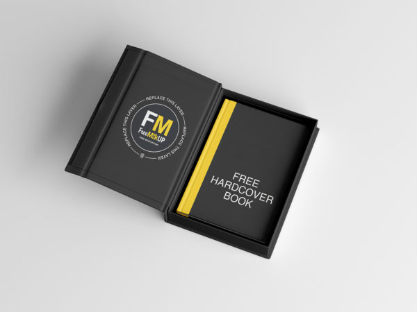 Free Hardcover Book Mock-Up With Magnetic Case